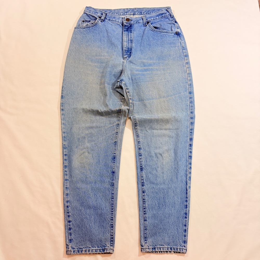 Lee Original Jeans Women 16M Light Wash 90s High Waisted Tapered Mom Jeans USA